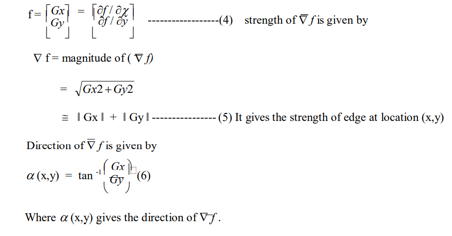 Example an image f(x, y) and gradient operator f